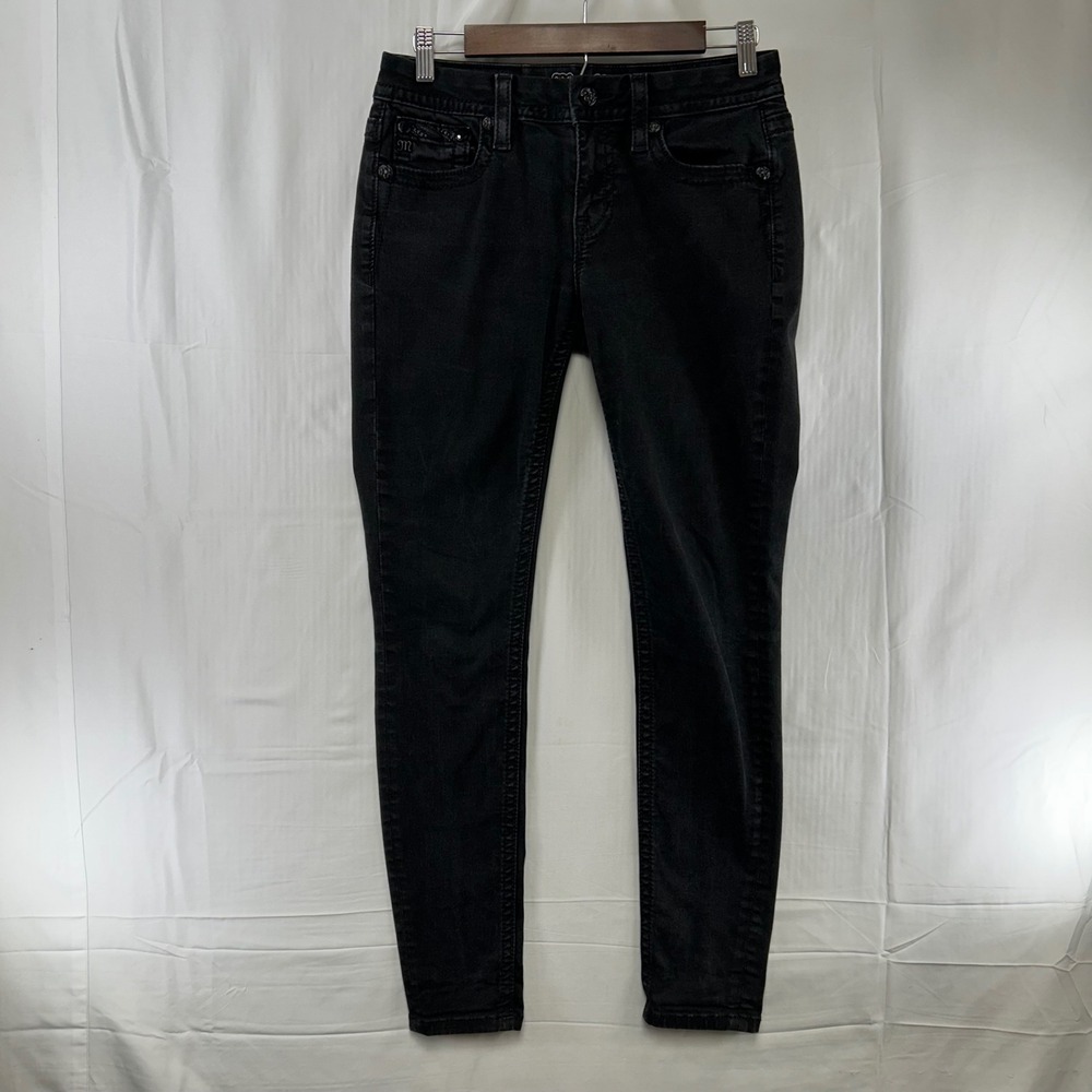 Miss Me Skinny Jeans Womens 29 Black Low Rise Embellished J3499SR